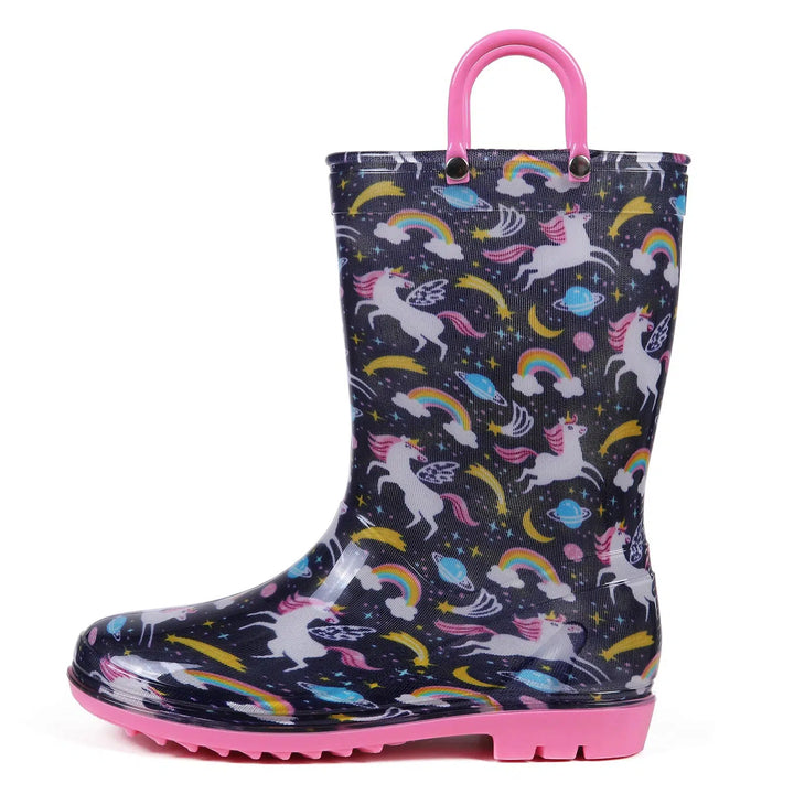 Toddler Kids Rain Boots With Handles Unicorn Unisex Rain Boots For Kids-Shoes-Bennys Beauty World