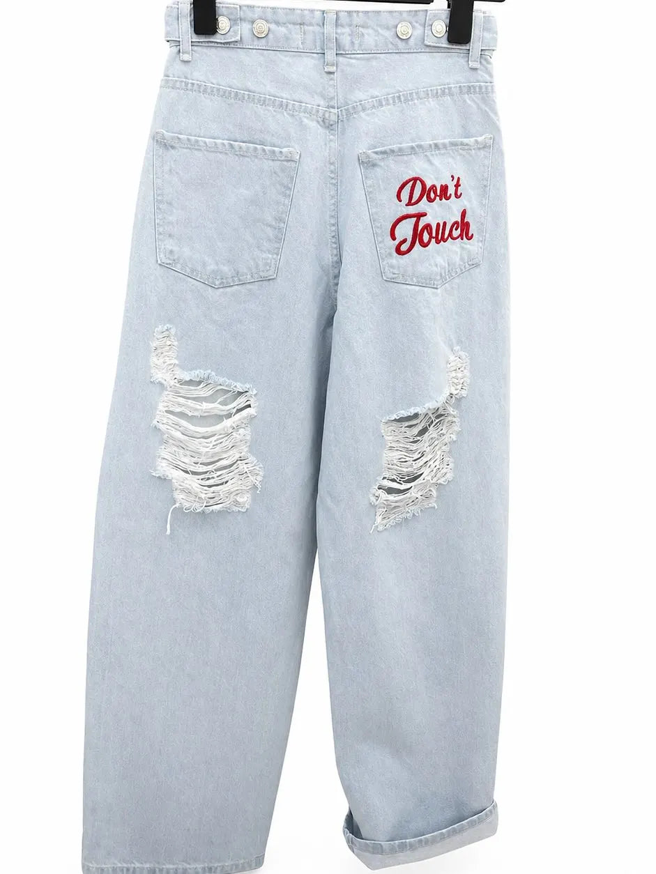 Y2K Star Ripped Baggy Jeans – Wide Leg High Waist Denim