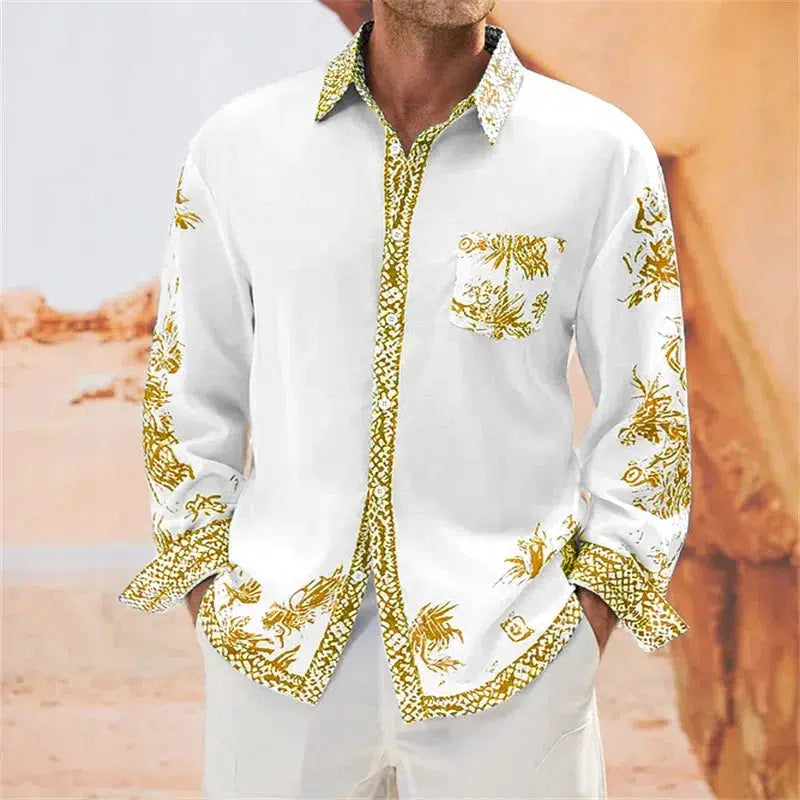 Men's Party Fashion Comfortable Long sleeved Shirt-Shirts-Bennys Beauty World