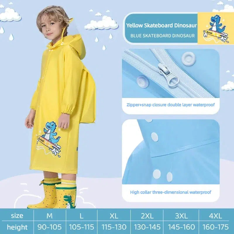 Kids Raincoat Wateproof Childrens Dinosaur Rain Coat-kids clothing-Bennys Beauty World