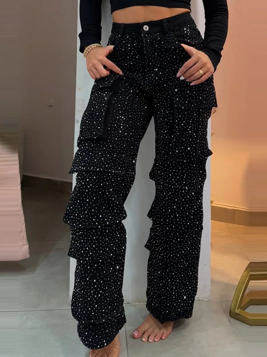 Women's High Waist Jeans Denim Casual Pants