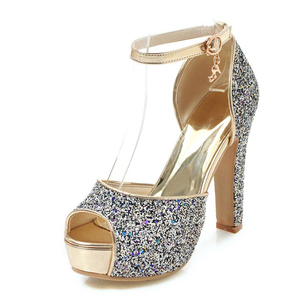 Summer Women's Peep Toe Sequins High Heels-shoe-Bennys Beauty World