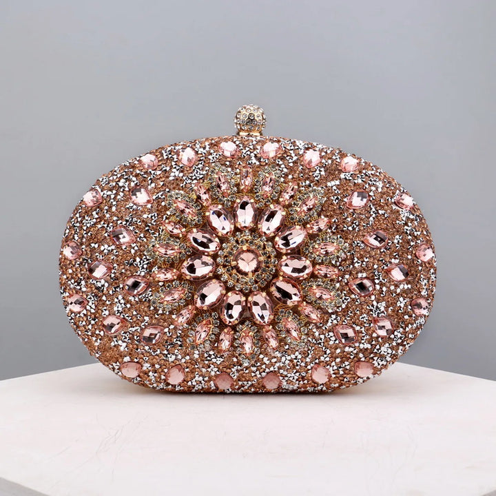 Flower Rhinestones Evening Bags Metal Prom Clutch