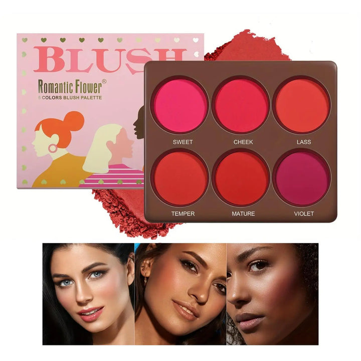 6 Colors Waterproof Matte Blush Palette