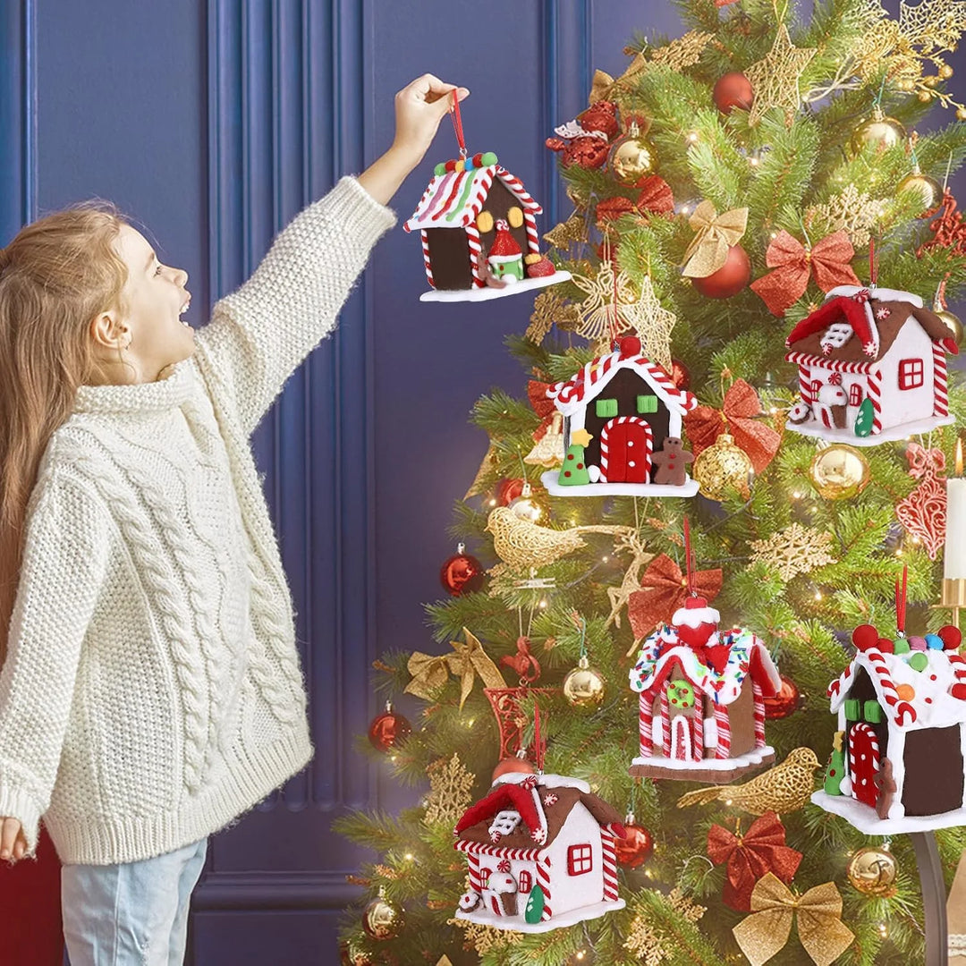 5 pcs House Ornaments Holiday Christmas Tree Ornament