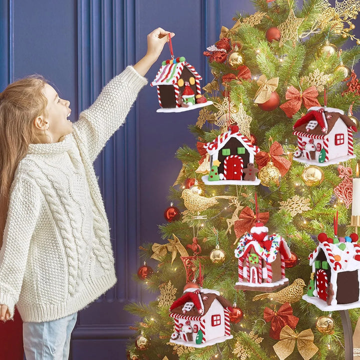 5 pcs House Ornaments Holiday Christmas Tree Ornament
