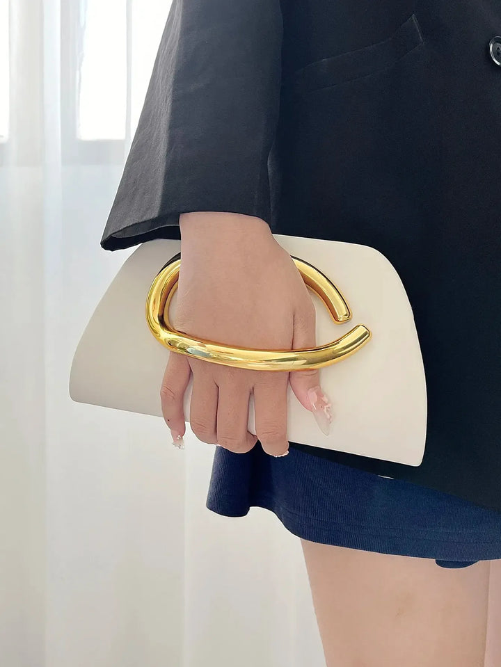 Gold Metal Buckle Box Clutch Fashion Women&