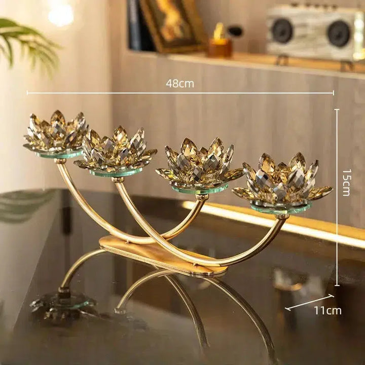 Crystal Candles Lotus Metal Candle Holder Candleholder Wedding Centerpieces Candle Stick Holder Home Decoration Accessories-Arlik interiors