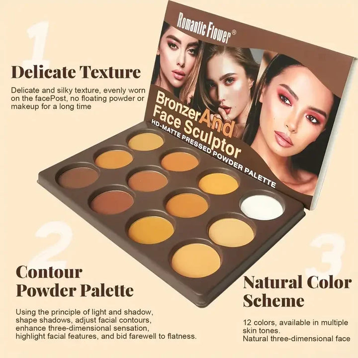 Matte Pressed Powder Bronzer &amp; Face Sculptor Palette