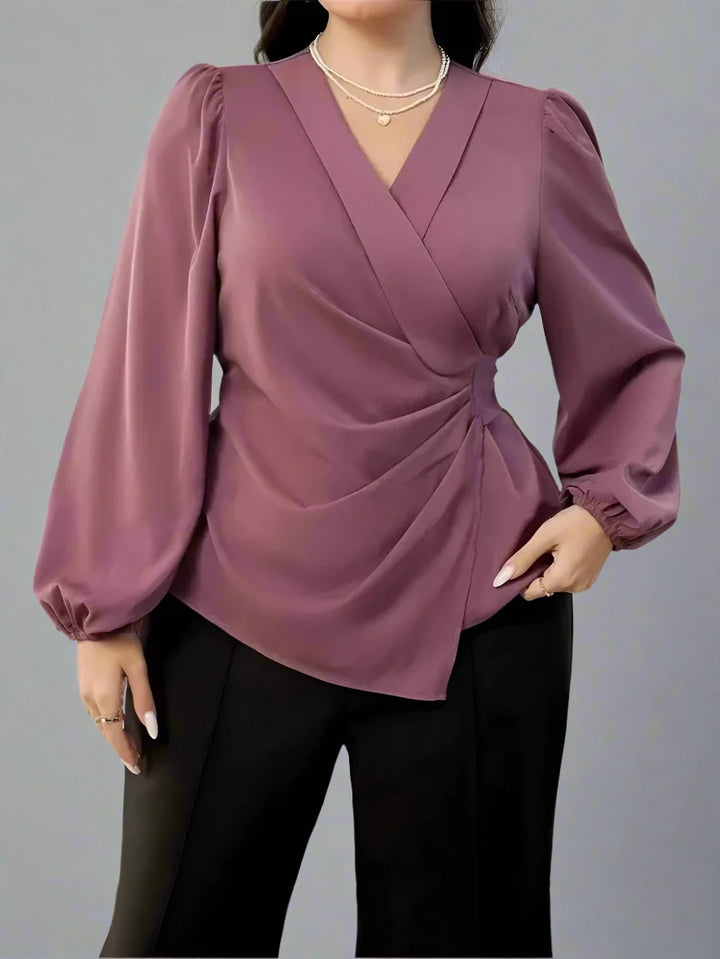 Fashion Satin Blouse For Women Autumn V Neck Long Sleeve Blouse