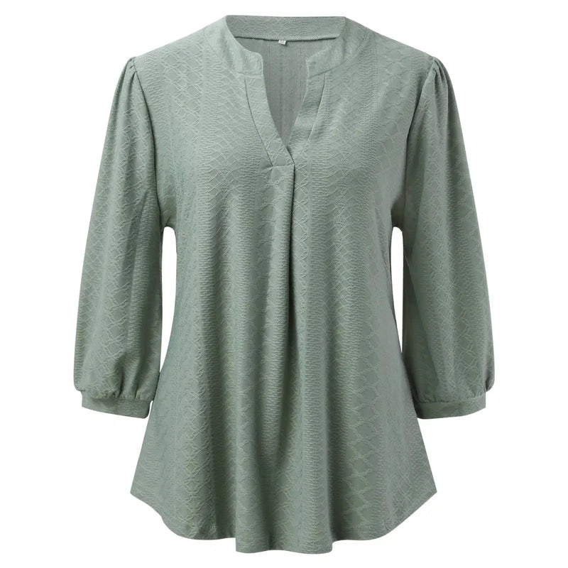 Ladies Pullover Tops Elegant Blouses For Women V Collar Blouse-blouse-Bennys Beauty World