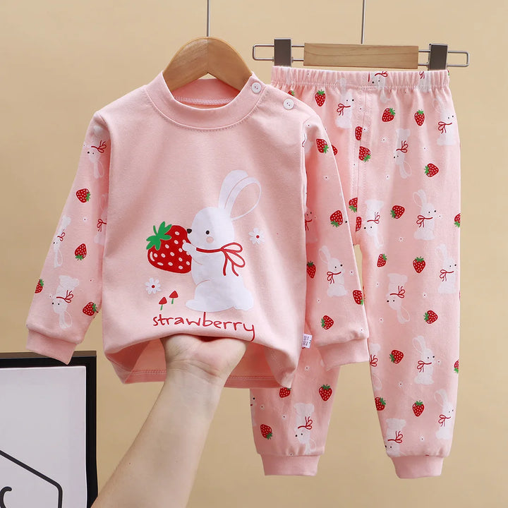 Girls Rabbit Print Cotton Pyjama Set