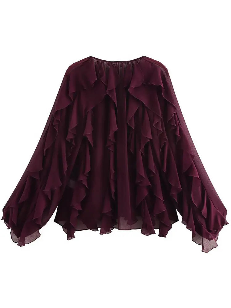 Summer Chic Women's Elegant Loose Long Sleeve Layered Shirts-Blouse-Bennys Beauty World