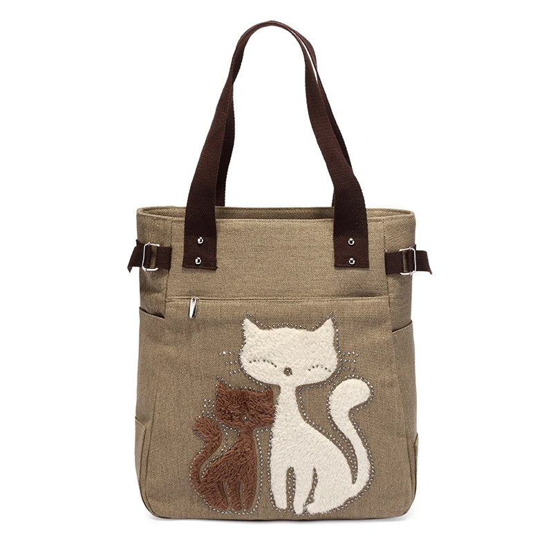 Large Capacity Vintage Shoulder Bag with Zipper