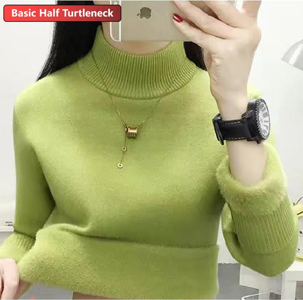 Women’s Turtleneck Velvet-Lined Winter Sweater