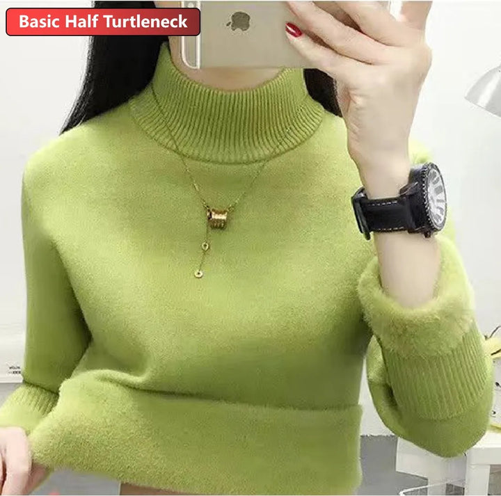 Women’s Turtleneck Velvet-Lined Winter Sweater