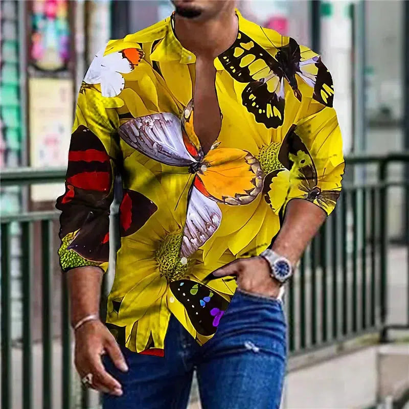 Men's shirt top creative print casual fashion spring and summer shirts-Shirts-Bennys Beauty World