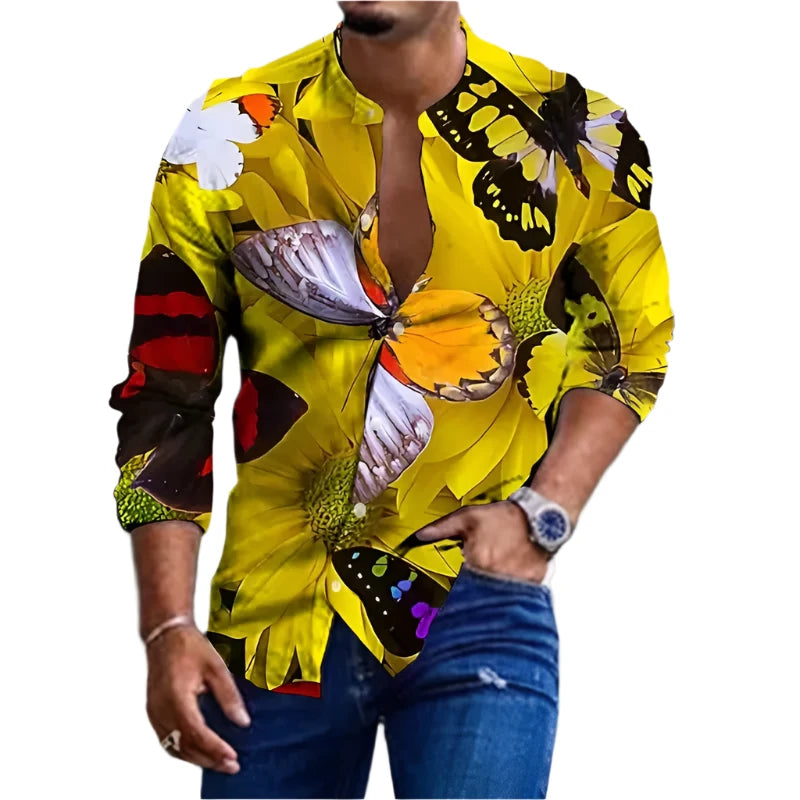 Men's shirt top creative print casual fashion spring and summer shirts-Shirts-Bennys Beauty World