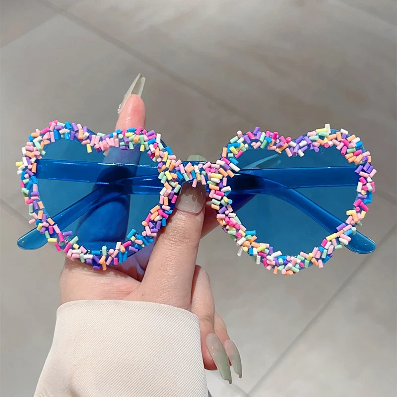 Heart-Shaped Sprinkle Sunglasses — UV400