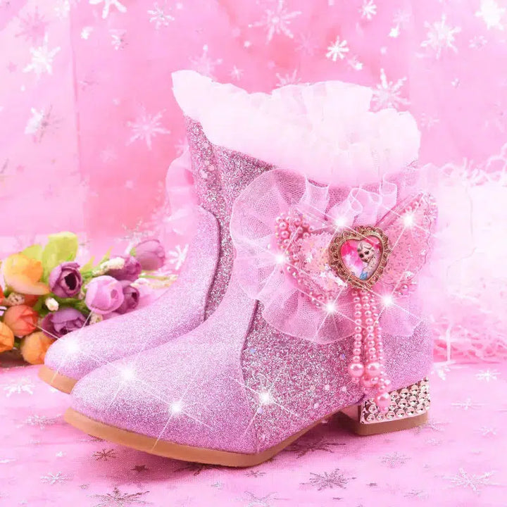 Princess Ankle Boots Plus Velvet Cotton Boots For Children-Shoes-Bennys Beauty World