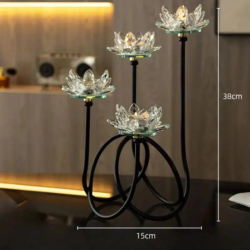 Crystal Candles Lotus Metal Candle Holder Candleholder Wedding Centerpieces Candle Stick Holder Home Decoration Accessories-Arlik interiors