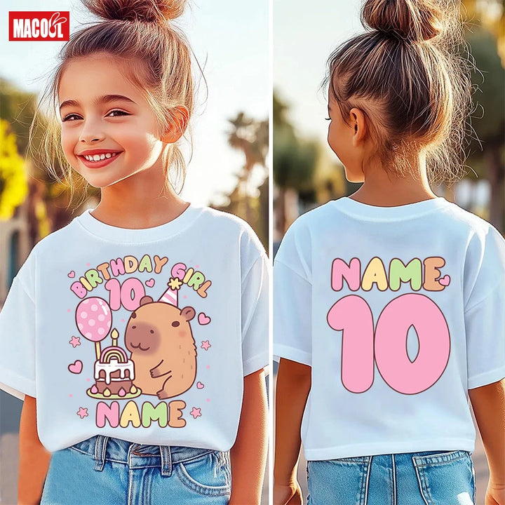Girls Birthday T-Shirt | Personalized Name &amp; Age | Kids &amp; Adult Sizes