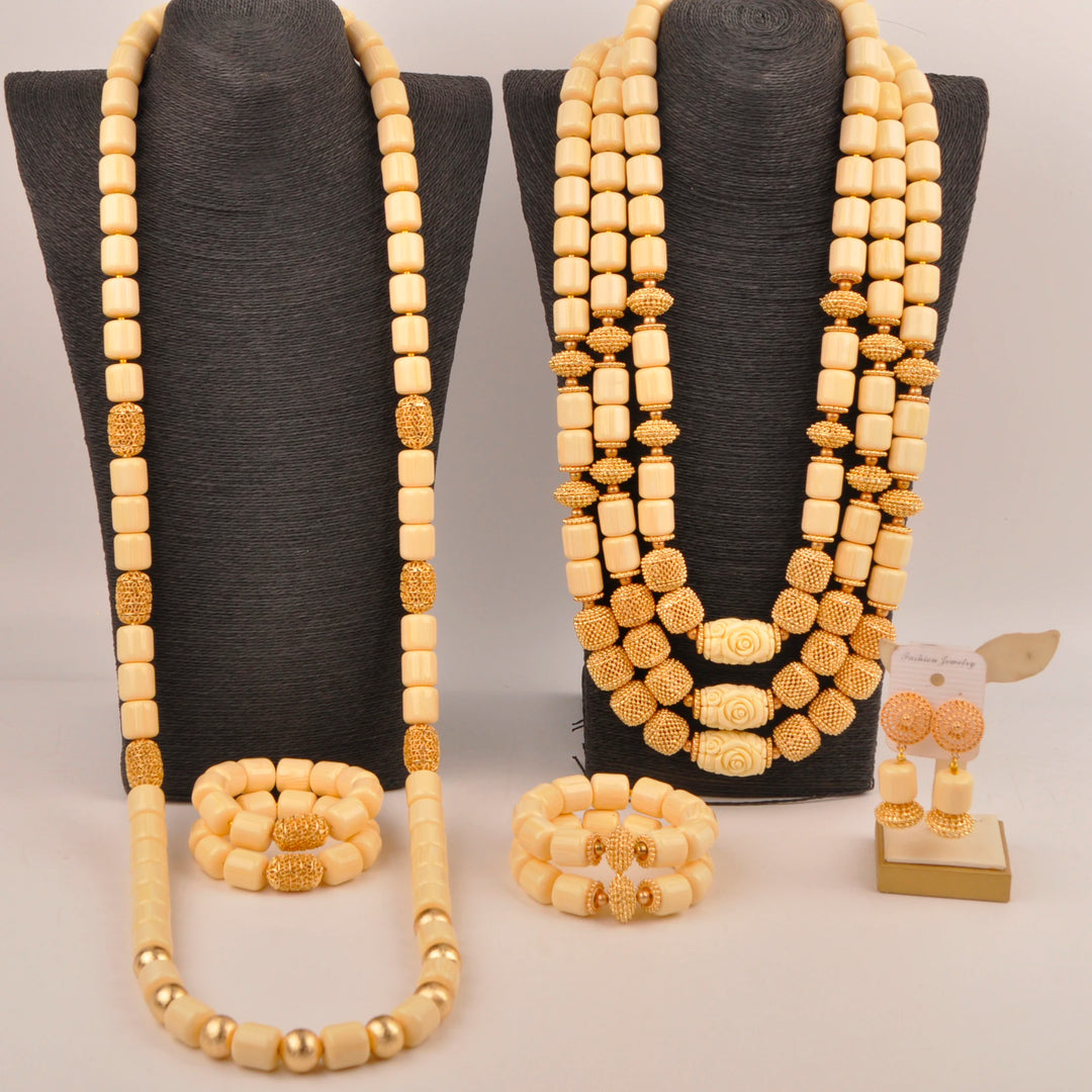 White Artificial Coral Bead Necklace African Jewelry Sets for Women