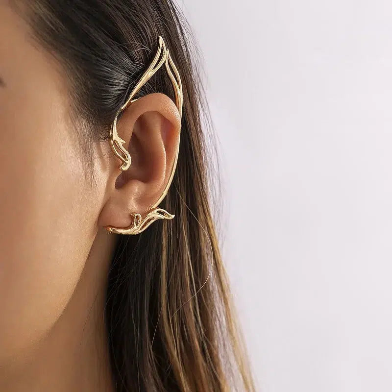 Elegant Sweet Elf Ear Cuffs Earrings Women Trendy Gold Color Wrap Ear Clip On Earrings-Jewelry-Bennys Beauty World