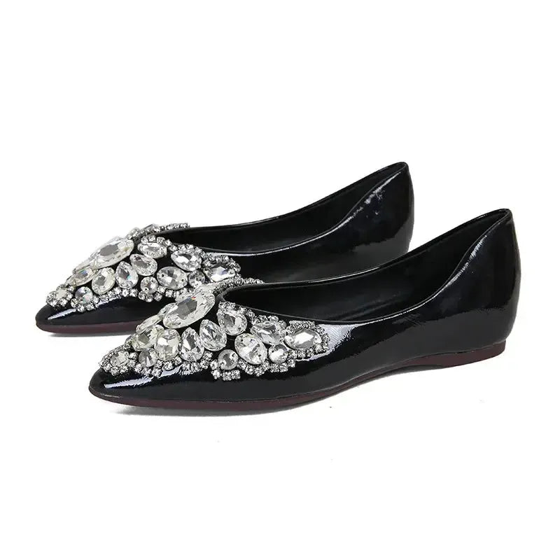 Crystal Rhinestone Pointed - Toe Flats - Bennys Beauty World