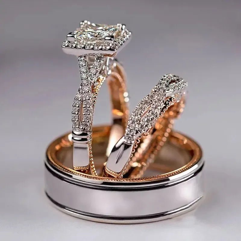 Cross Zircon Engagement Ring Set – Women&
