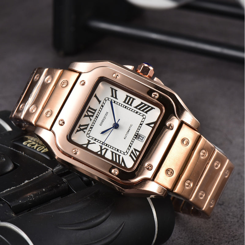 Mens Fashion Classic Square Steel Waterproof Watch-Watches-Bennys Beauty World