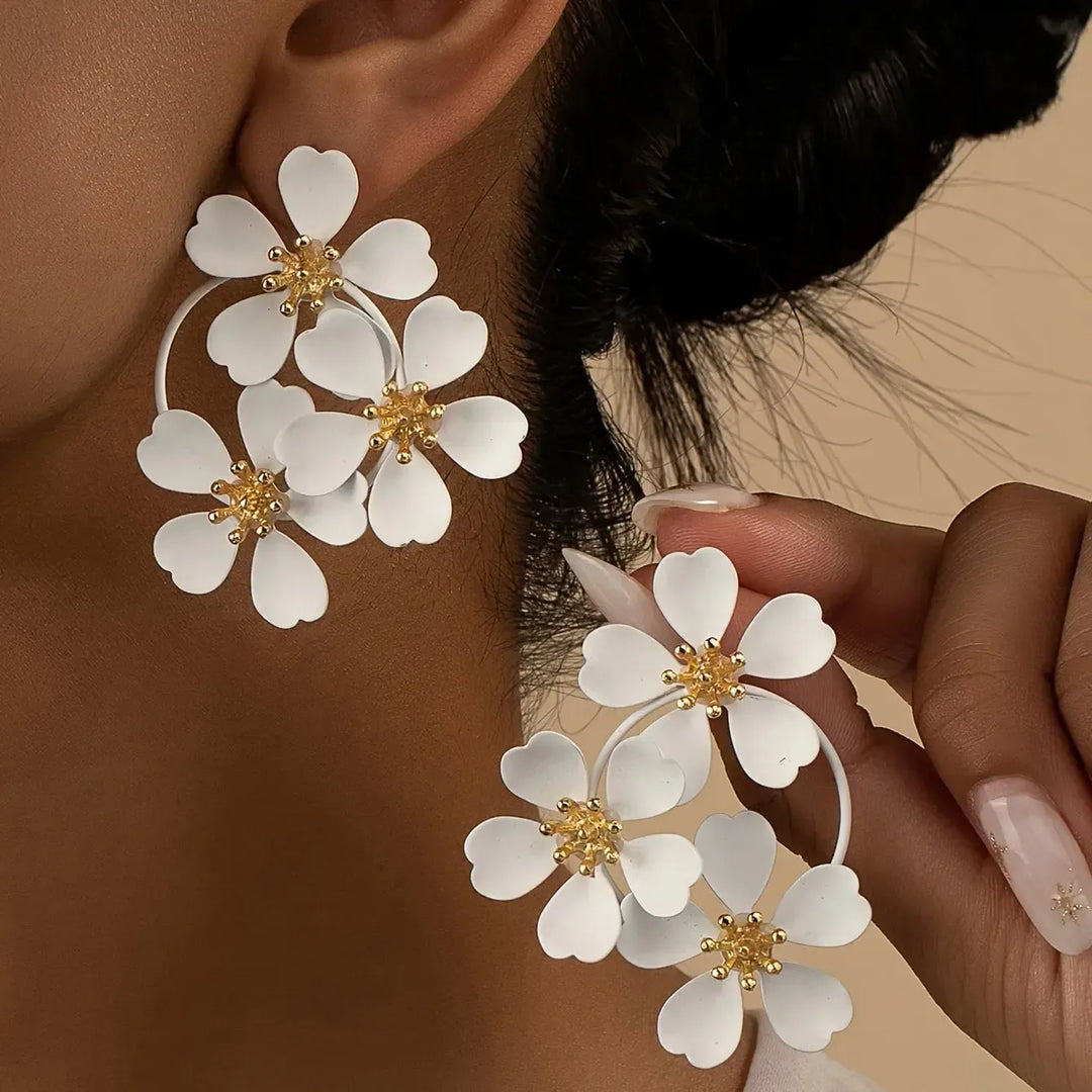 Botanical Flower Drop Earrings | Vintage Bohemian Style-earrings-Bennys Beauty World