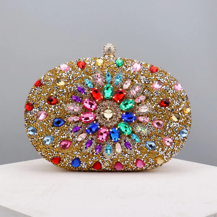 Flower Rhinestones Evening Bags Metal Prom Clutch