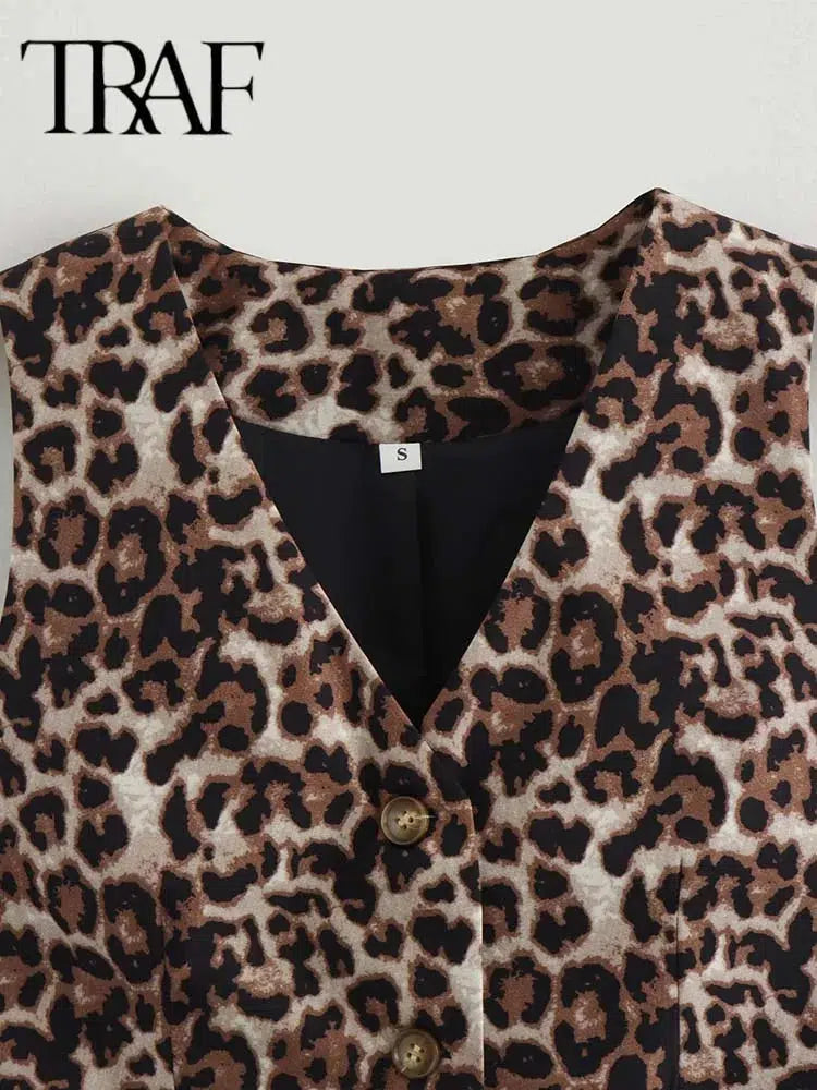 Fashion Leopard Summer V-Neck Vest Top-blouses-Bennys Beauty World