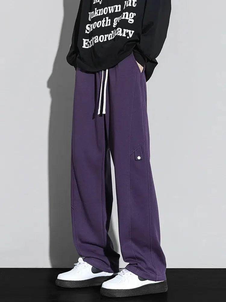 Men's Sweatpants Fashion Solid Color Wide Leg Trousers