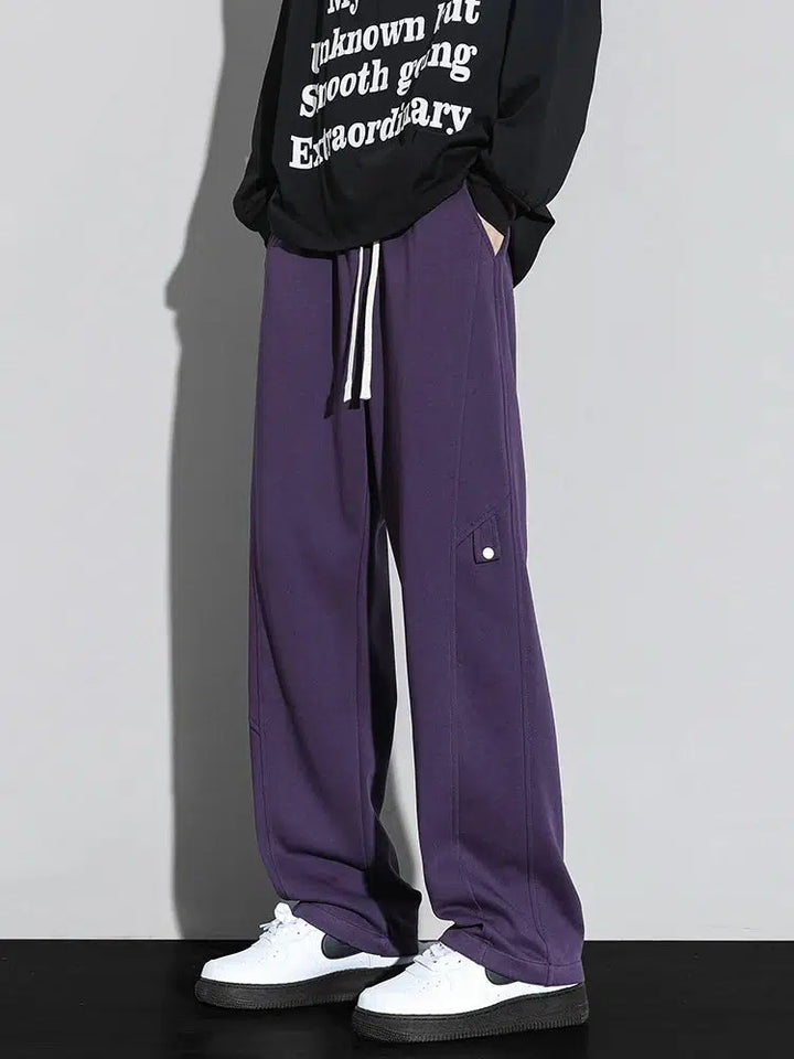 Men's Sweatpants Fashion Solid Color Wide Leg Trousers