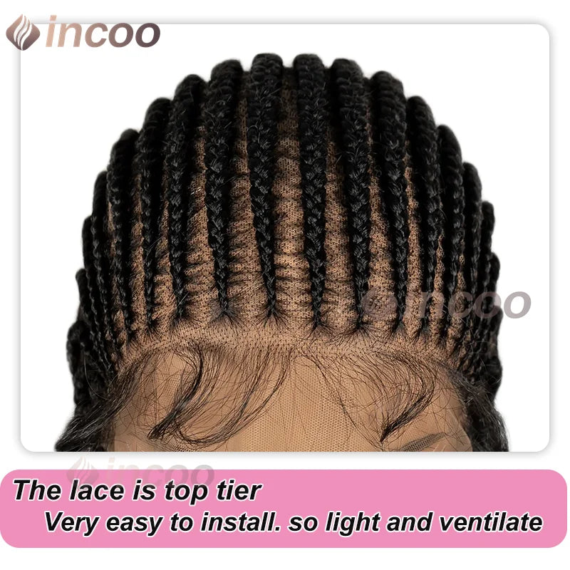 8" Cornrow Box Braid Wig – Synthetic Full Lace Front | African Twist Braid Hair Wig
