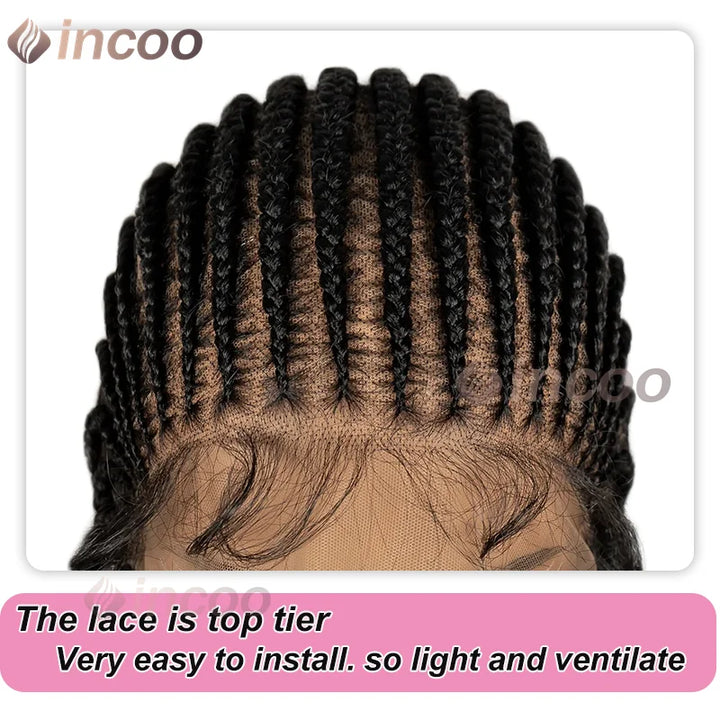 8" Cornrow Box Braid Wig – Synthetic Full Lace Front | African Twist Braid Hair Wig