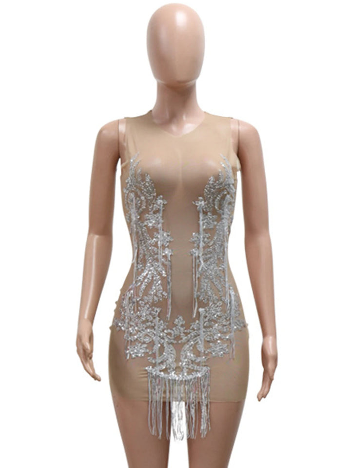 Sequin Mesh Bodycon Mini Dress