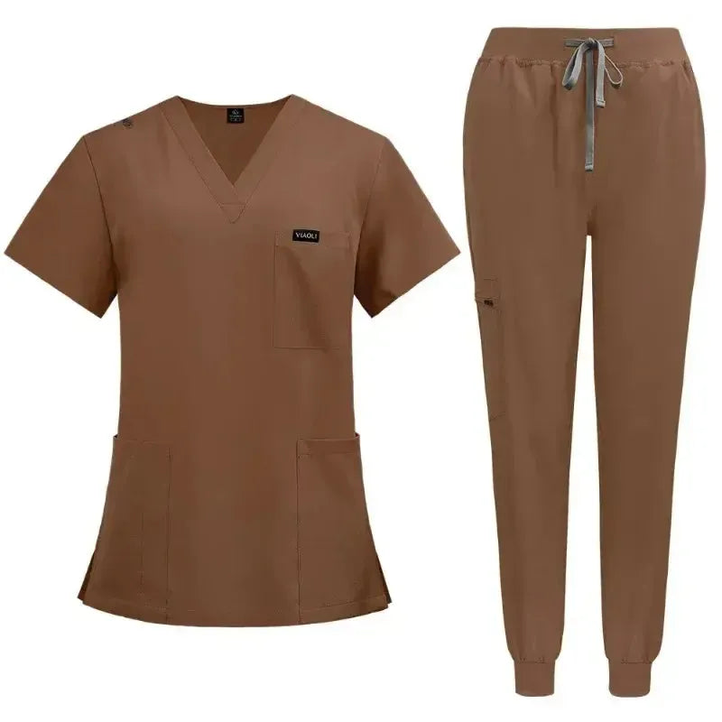 Women's Medical Scrub Set – V-Neck Clinical Uniform with Pockets-Scrubs-Bennys Beauty World