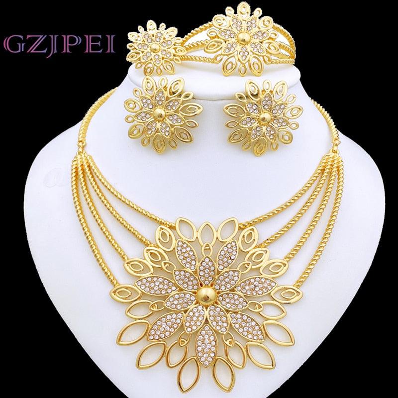 Women's Jewelry Set Italy Elegant 18k Gold Plated Women Necklace Earring-Jewelry-Bennys Beauty World