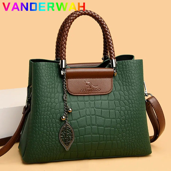 Brand Leather 3 Layers Alligator Crossbody Bag for Women Female Shoulder Messenger Sac Luxury Designer Ladies Handbags-Bennys Beauty World