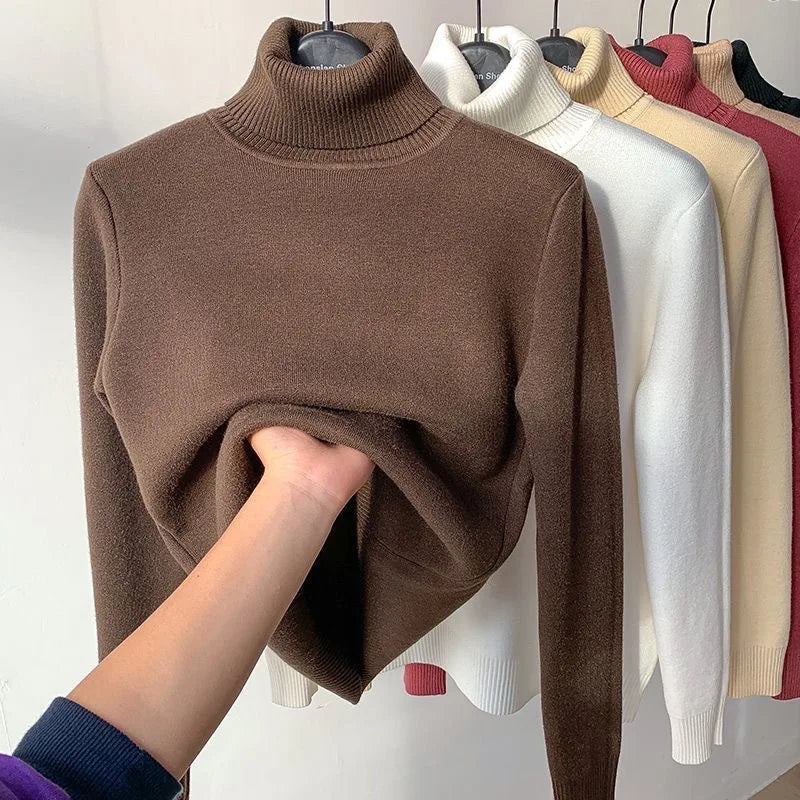 Women’s Turtleneck Velvet-Lined Winter Sweater