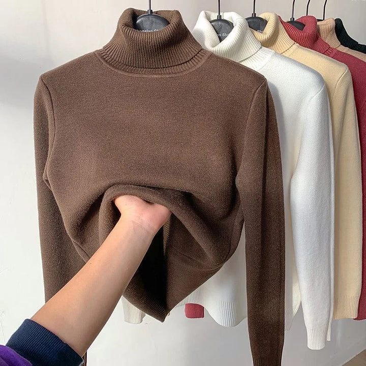 Women’s Turtleneck Velvet-Lined Winter Sweater