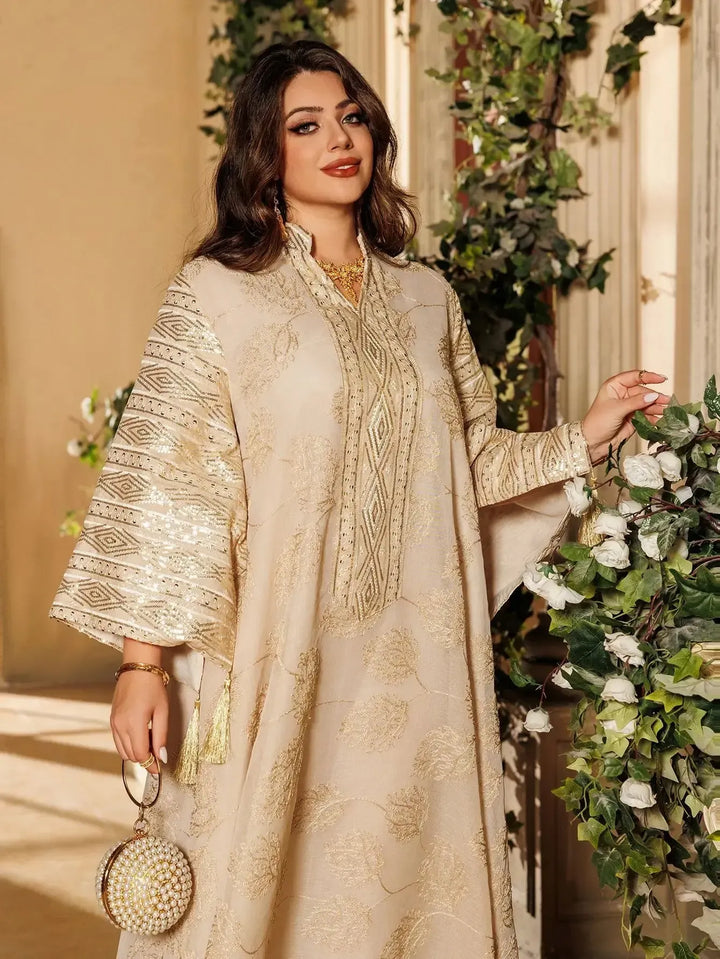 Elegant Black Embroidered Abaya for Muslim Women-Dress-Bennys Beauty World