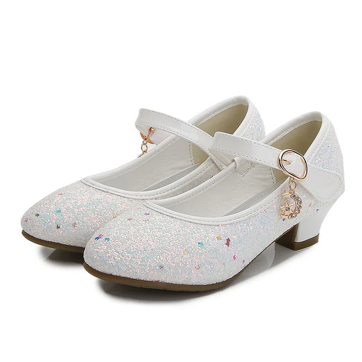 Girls' Purple High Heels For Kids Princess Leather Shoe