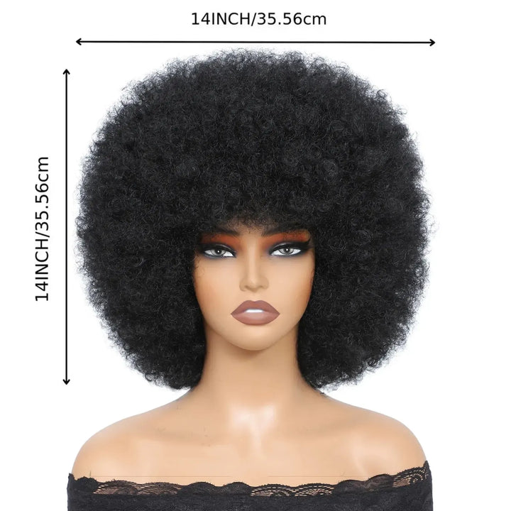 Afro Wigs for Black Women 14 Inch 70s Afro Kinky Curly Bouncy Fluffy Puff Synthetic Wig Ideal for Cosplay Daily &amp; Party-Bennys Beauty World