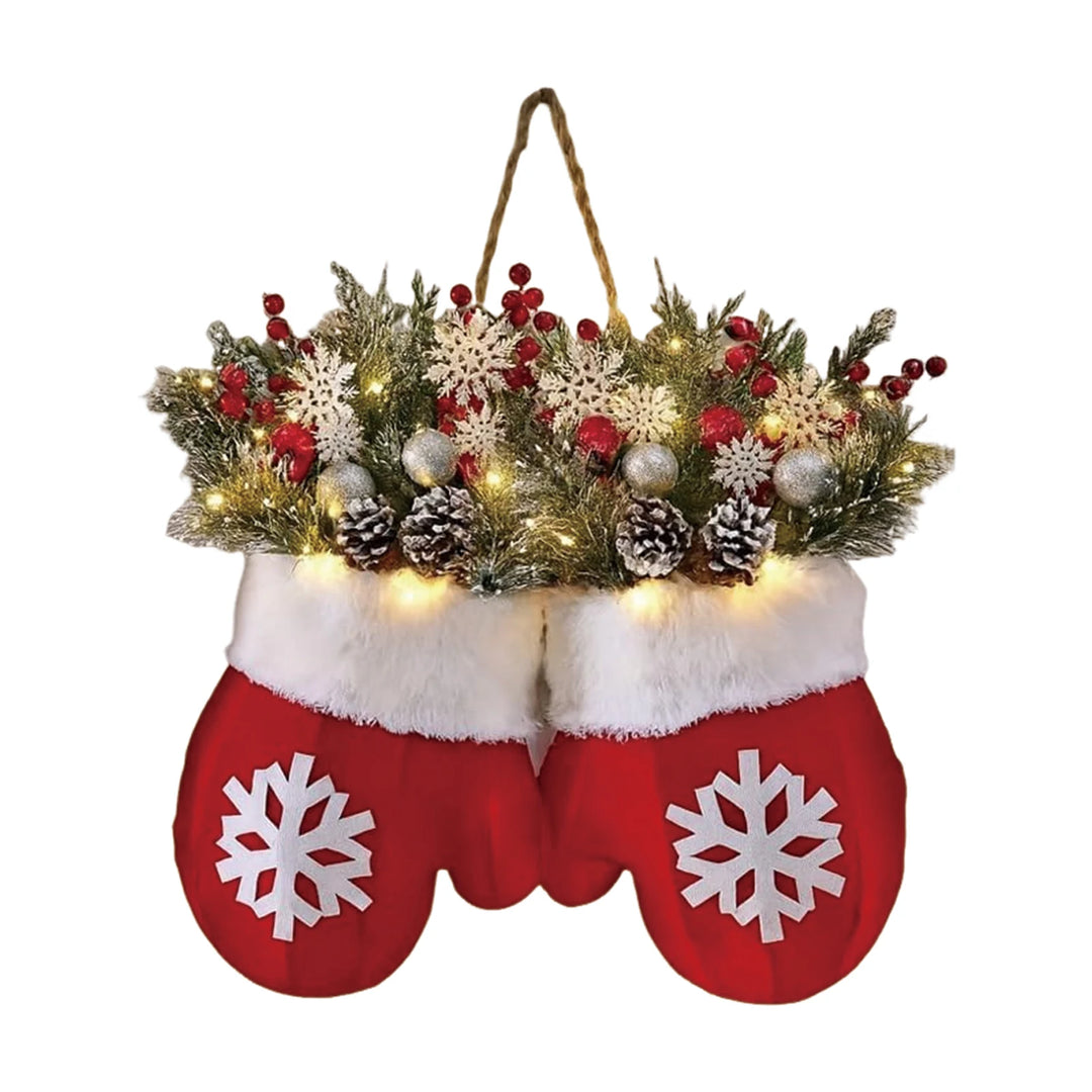 Christmas Garland Creative Glove-Shaped Simulated Flower Wreath