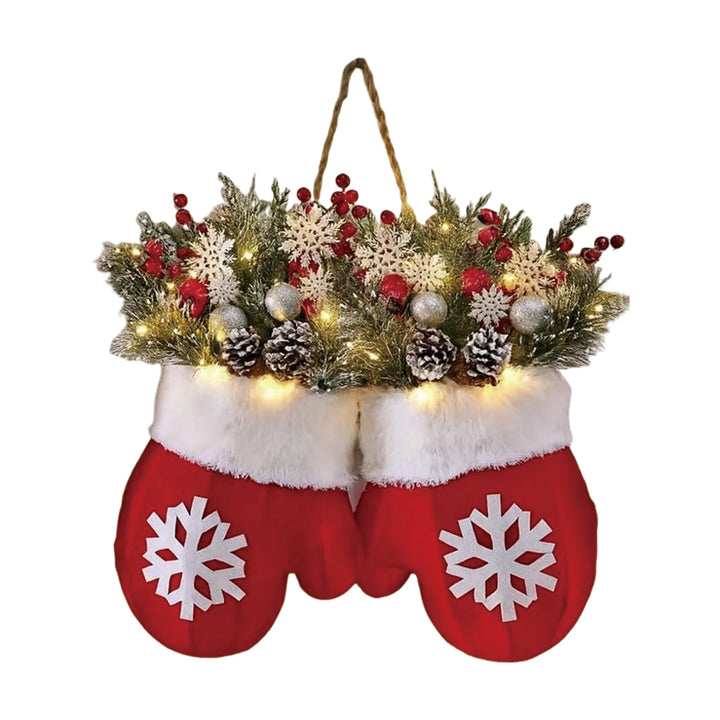 Christmas Garland Creative Glove-Shaped Simulated Flower Wreath