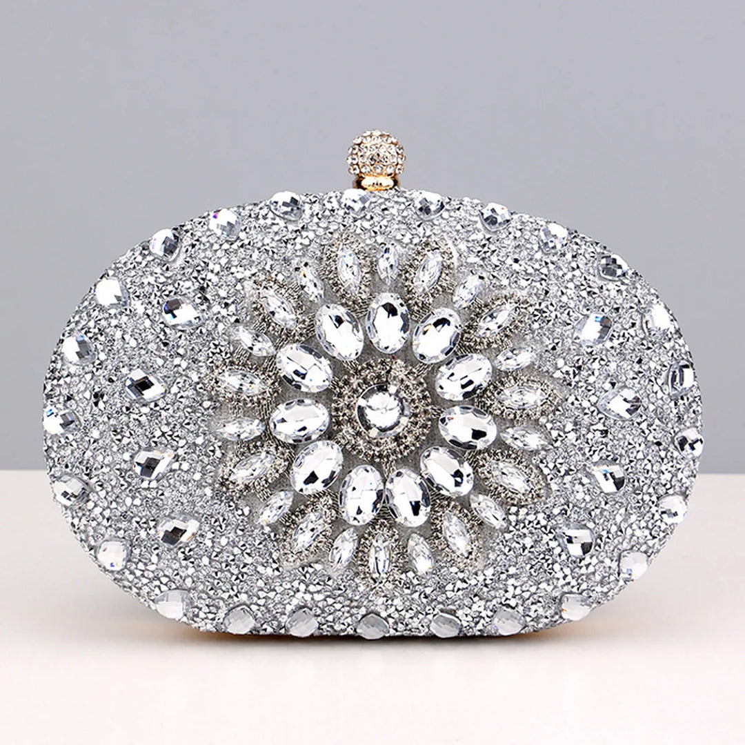 Flower Rhinestones Evening Bags Metal Prom Clutch